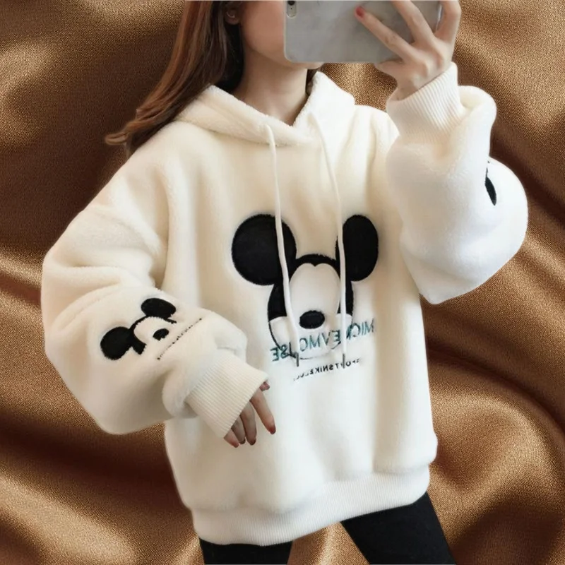 

Cute Mickey Print Hoodies Women Autumn Winter Pullover loose long sleeve Tops Cartoons Femme Plus Clothes sweatshirt clothes