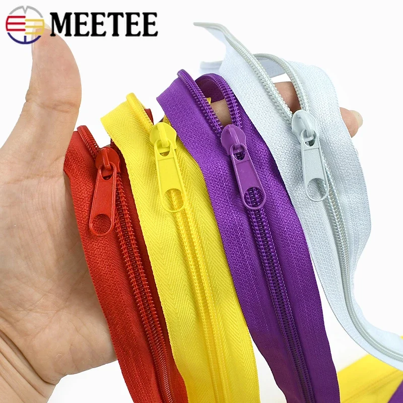 

5/10/20Sets Meetee 3#5# Nylon Zippers with Zips Puller Bag Pocket Closure Zip Clothes Decor Zipper Repair Kit Sewing Accessories