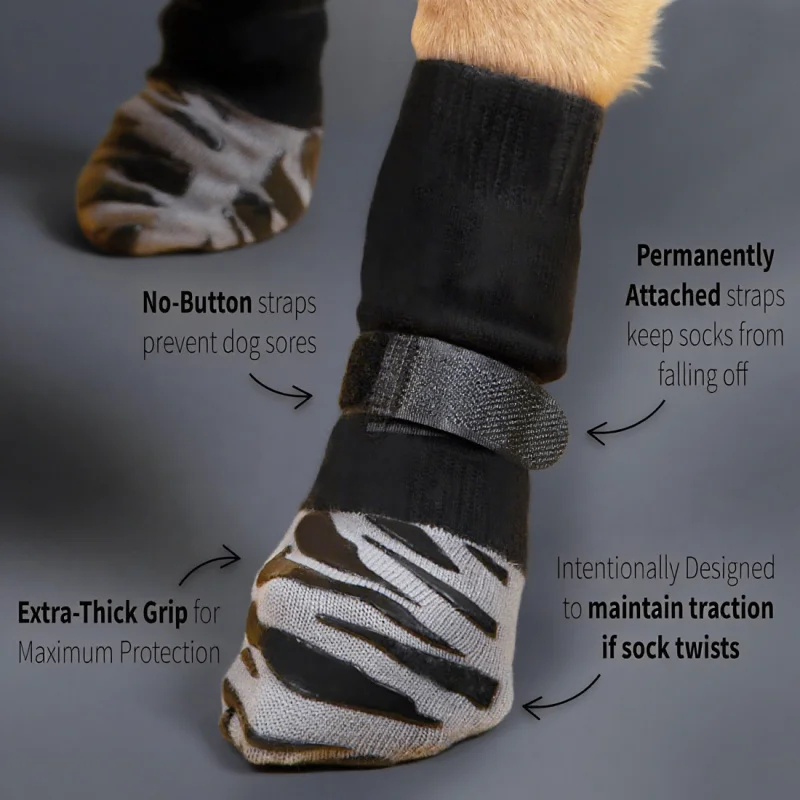 

Quiet Non-Slip Dog Socks for Large Medium Dogs - Indoor Anti-Skid Paw Protectors, Breathable & Washable