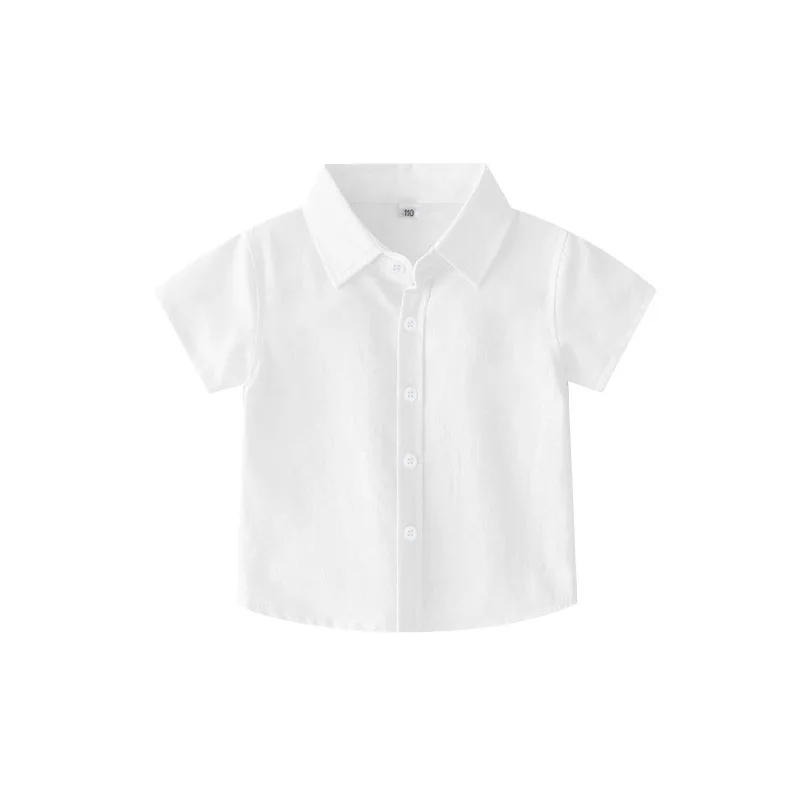 White Shirt for boys clothes 3-14 years Short Sleeve Cotton Summer Girls Top Primary and Secondary School Student