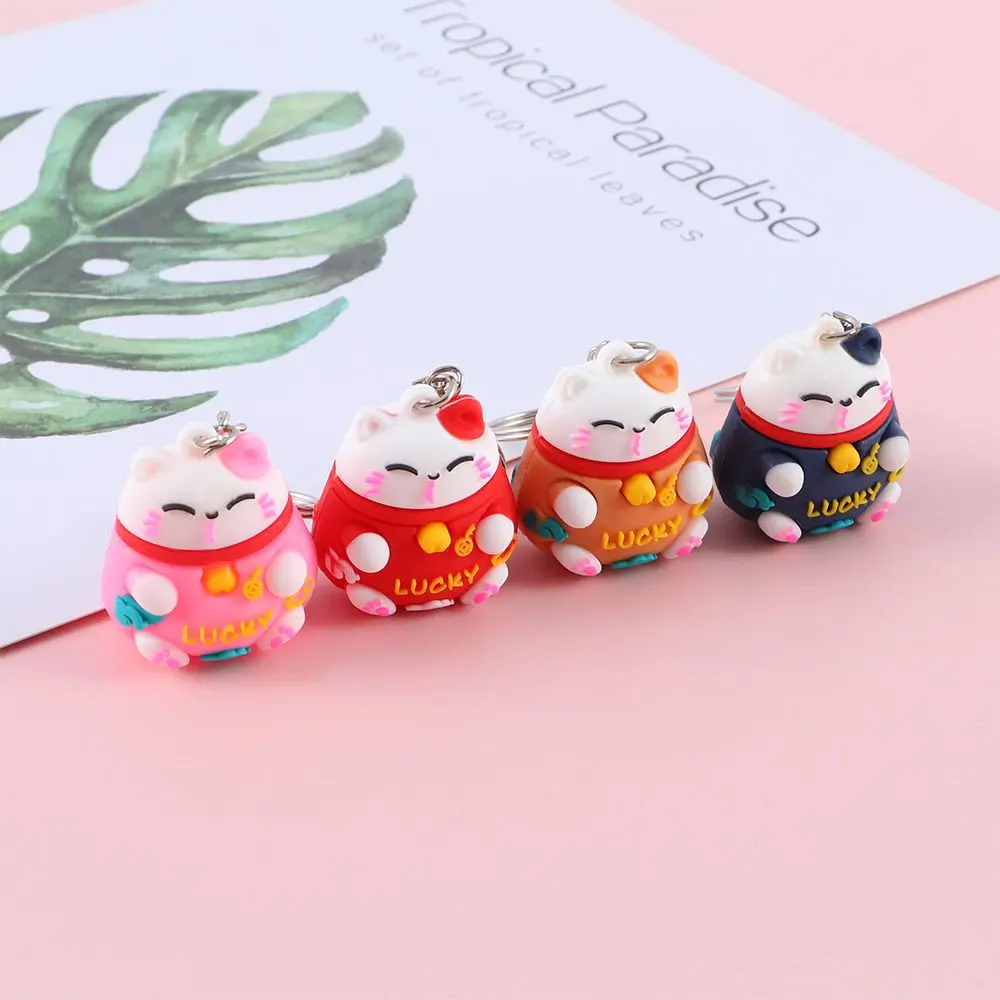 Gift Cute Three-dimensional Ornaments Trinkets Phone Accessory Cartoon Key Ring Bag Pendant Lucky Cat Keychain Car Keyring
