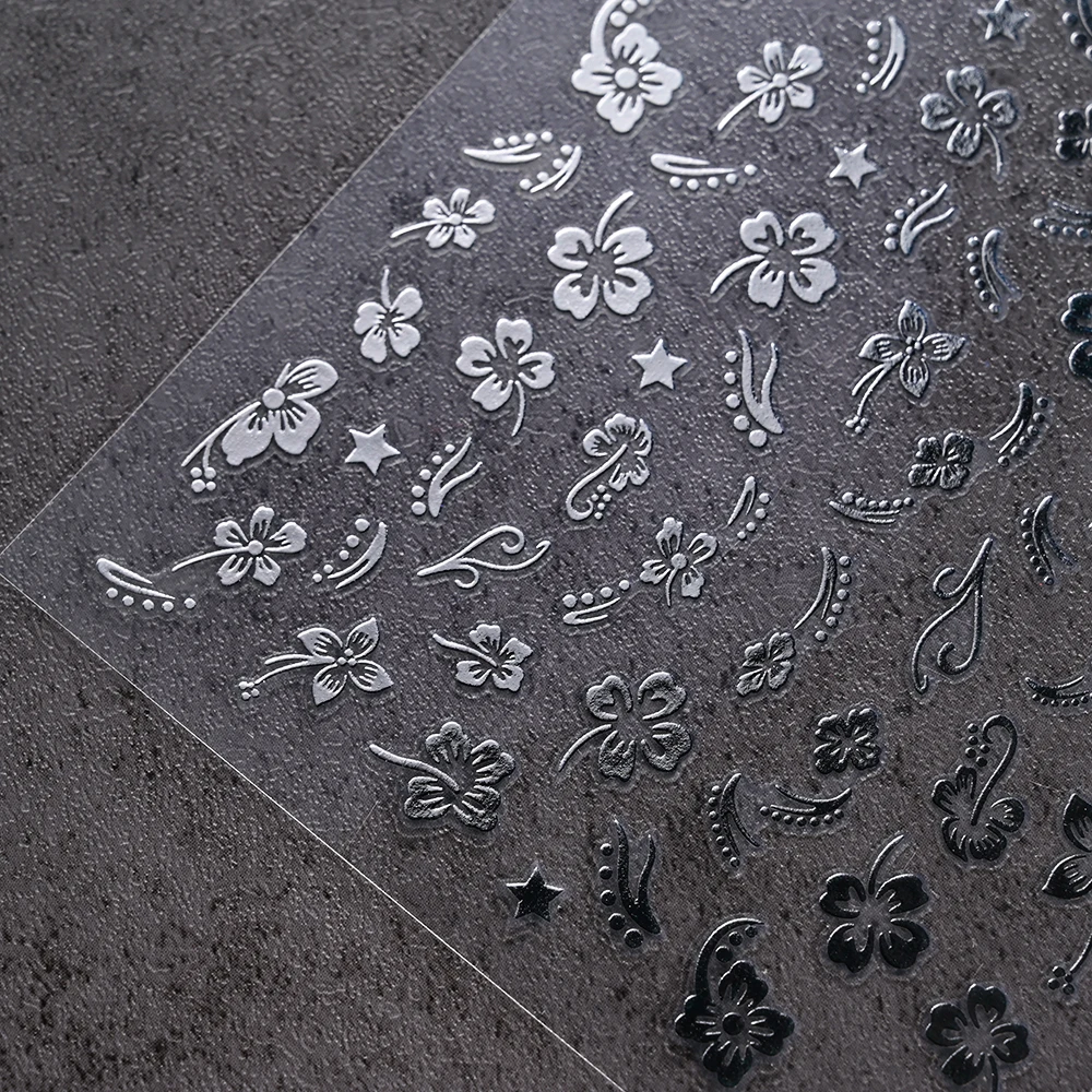 2/1 stuks 3D wit/paars-rood hibiscus bloemen nagelstickers zomer roze bloemblaadjes/bloemen zelfklevende stickers elegante nail art decor