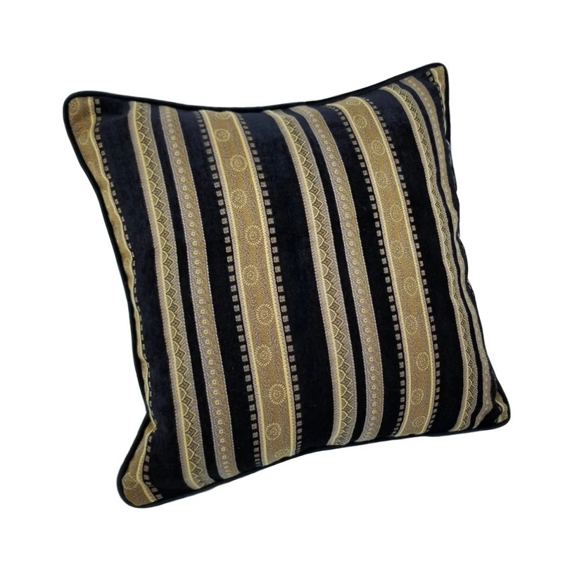 Vintage Black Striped Chenille Woven Square Pillow Case 45x45cm Soft Home Decorative Cushion Cover 1 Piece Pack