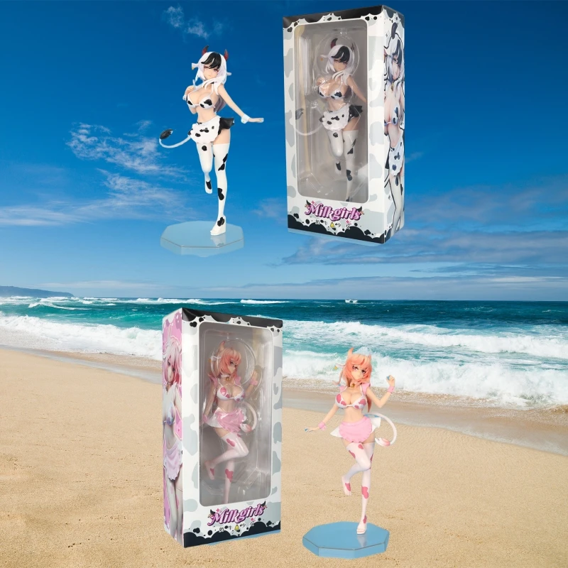

In Stock Kawaii Sexy Cow Girl Black and White Matching Anime Pretty Girl Uniform Maid Statue Model Desktop Car Decoration