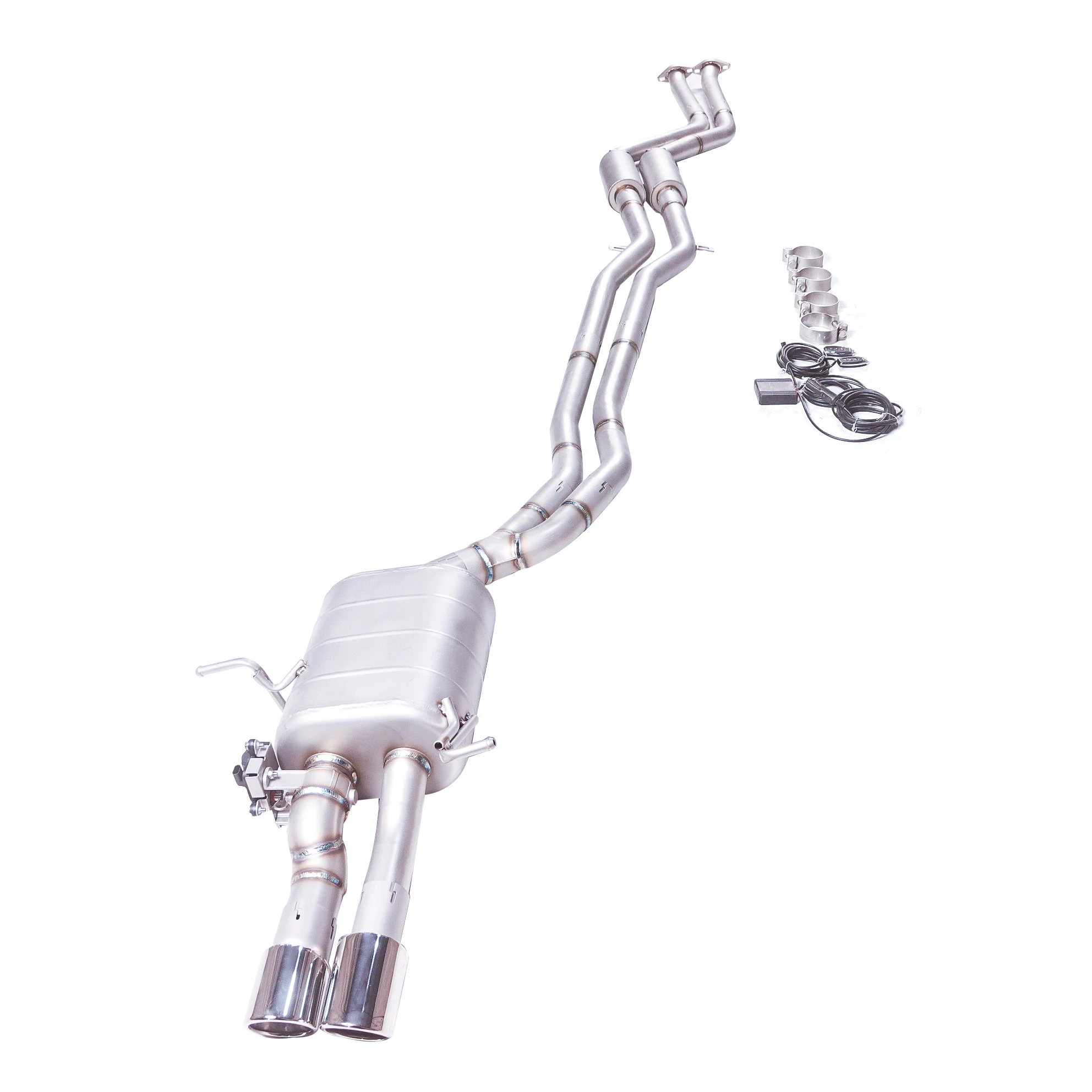 

[Custom product] For BMW 325 2.5L E46 Catback 304 stainless steel exhaust pipe muffler with adjustable performance dual outlet