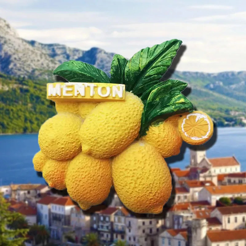 French Menton lemon magnet refrigerator sticker arts and crafts message sticker resin tourist souvenir decoration