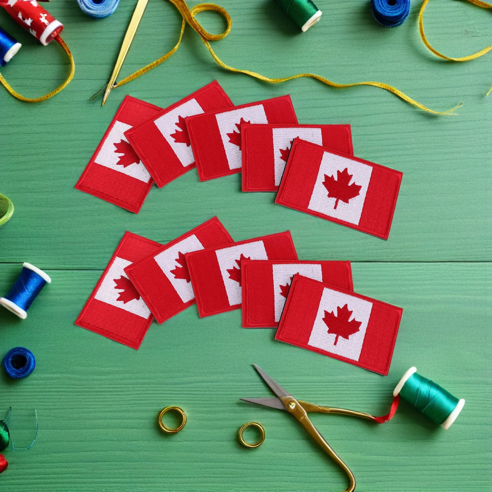 10 Buah Patch Bendera Kanada Bordir Tempel Jahit untuk Tas Ransel Jaket Pakaian Aksesoris Perbaikan DIY