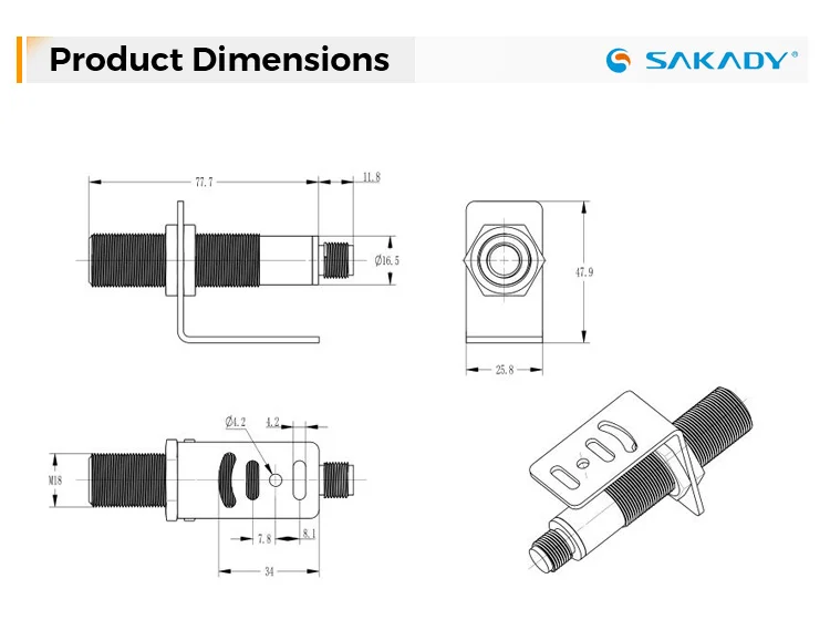 Diffuse Ultraschallsensor 200 kHz Retro Reflektierender Sensor Ultraschallwandler