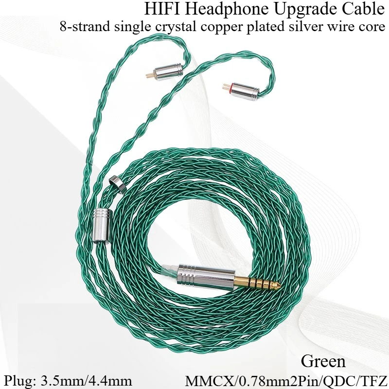 

HIFI Earphone Upgrade Cable IEM MMCX 0.78mm2Pin QDC TFZ Single Crystal Copper Plated Silver Wire Wired Earphone Twisted Pair