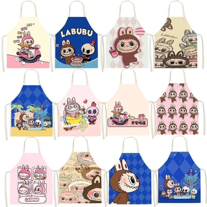 

Льняной фартук, милый мультяшный льняной фартук для рисования, противообрастающий и грязный комбинезон, кухонные нагрудники с горячим горшком