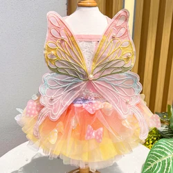 Vestido de princesa de mariposa para mascota, ropa bonita para perro, superpequeño, Chihuahua, estampado suave, mascota rosa, Verano