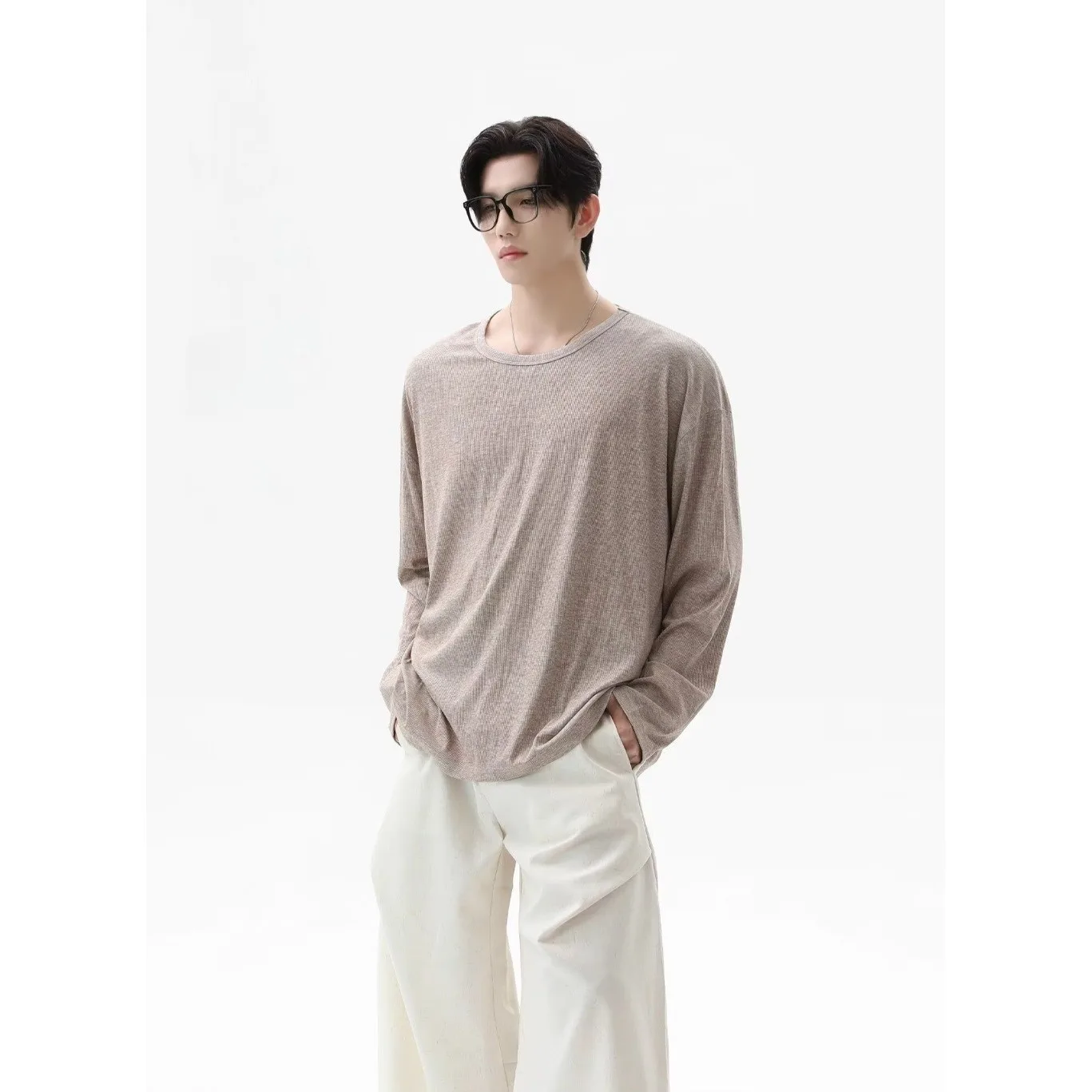 2026 Autumn New Texture Long Sleeve T Shirt Unisex Loose Crew Neck Top Soft Skin Friendly Basic Tee Comfortable Undershirt Daily