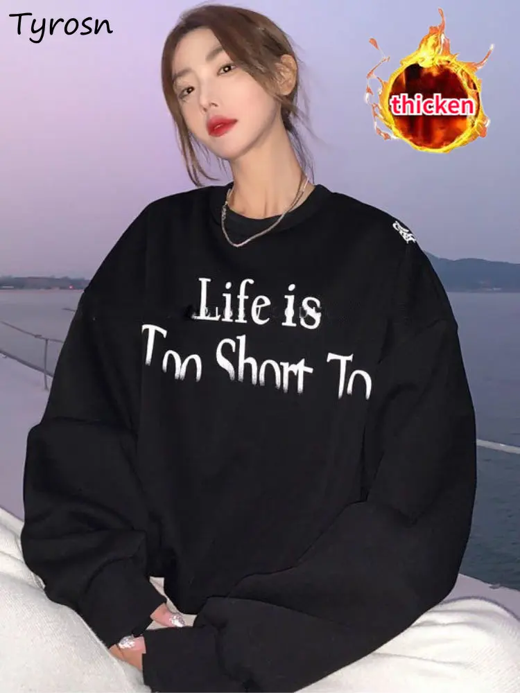 

Sweatshirts Women Loose Casual Daily All-match Students Letter Korean Style Fashion Retro Streetwear Autumn Simple Creativity