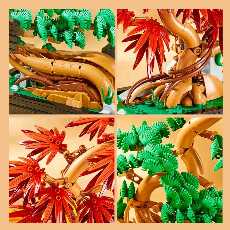 1023PCS 2IN1 Botanical Bonsai Tree Building Blocks Set Guest Greeting Pine Construction Bricks DIY Model Present for Adults