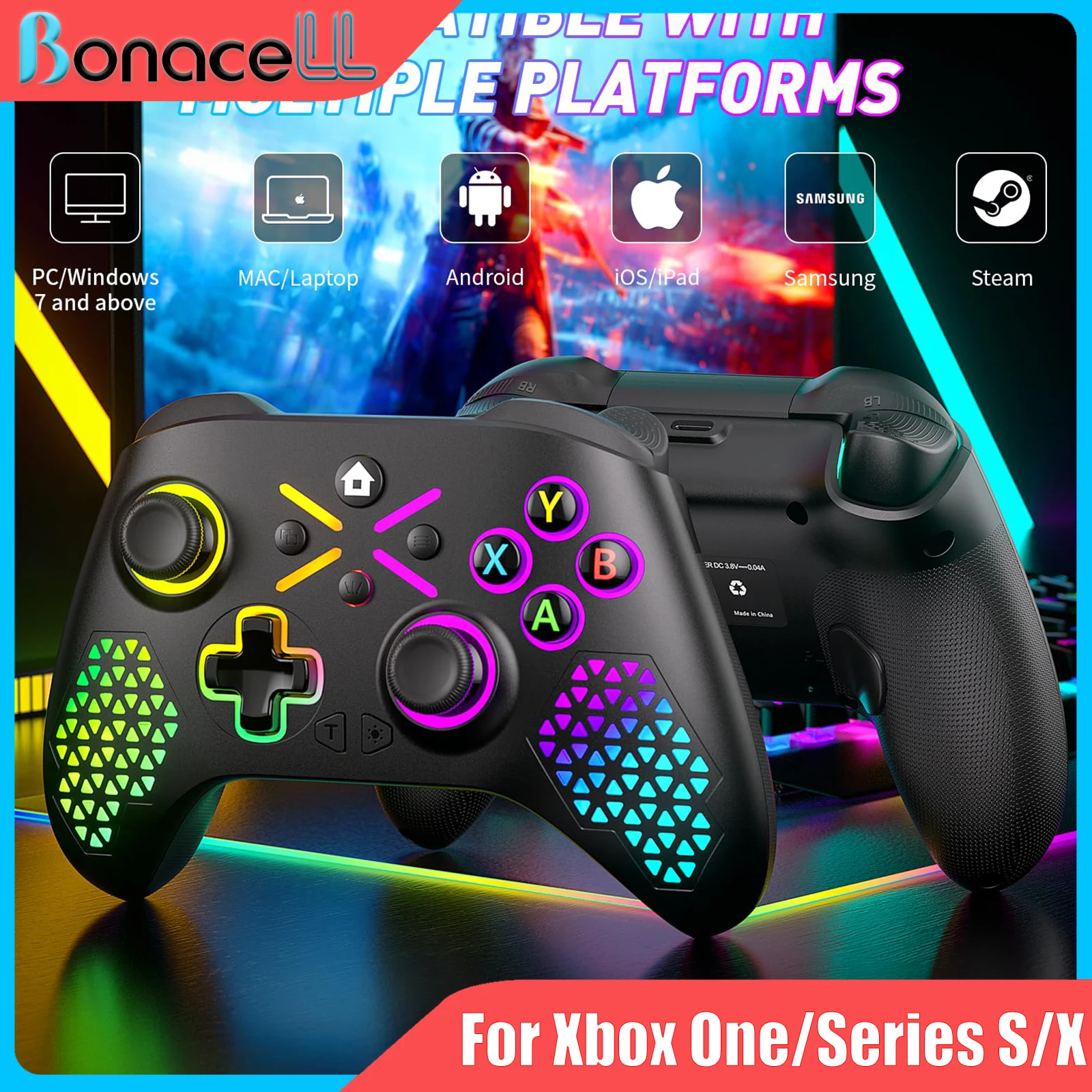 

2.4G Wireless Controllers for Xbox One/X/S/Series X/S/PC Gamepad RGB TURBO Macro Funcs 6Axis Gyro 3.5mm Audio Jack Game Joystick