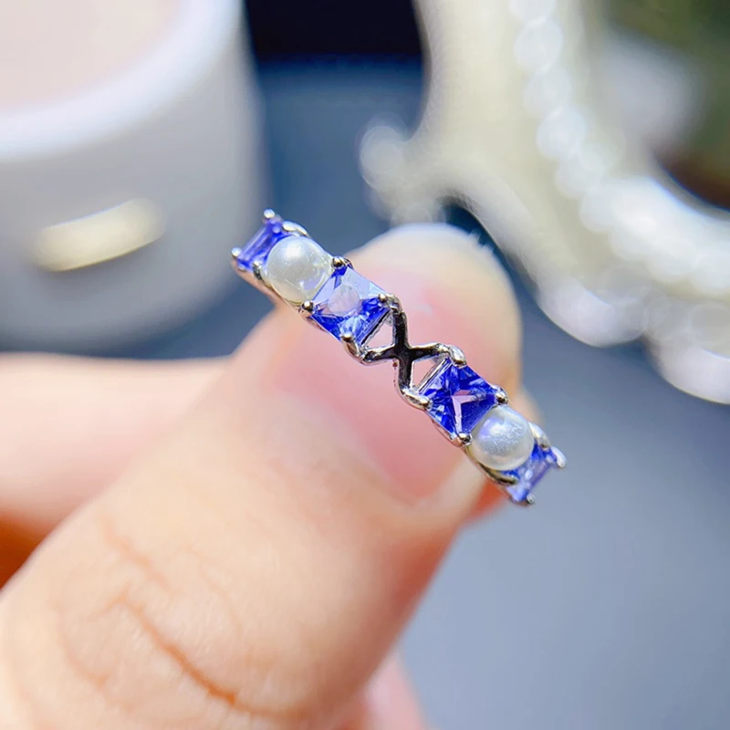 

Женские кольца из натурального танзанита, серебро 925 пробы