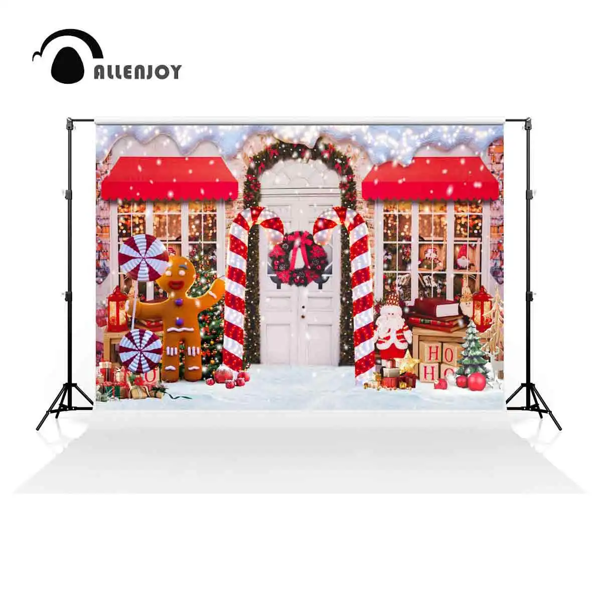 Allenjoy Christmas Santa Toy Store Window Backdrop