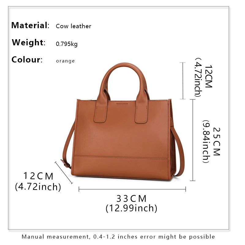 Aidrani Fashion Genuine Leather Women\'s Bag Large Capacity Women\'s Handbag Solid Color Commuter Cowhide Single Shoulder Crossbod