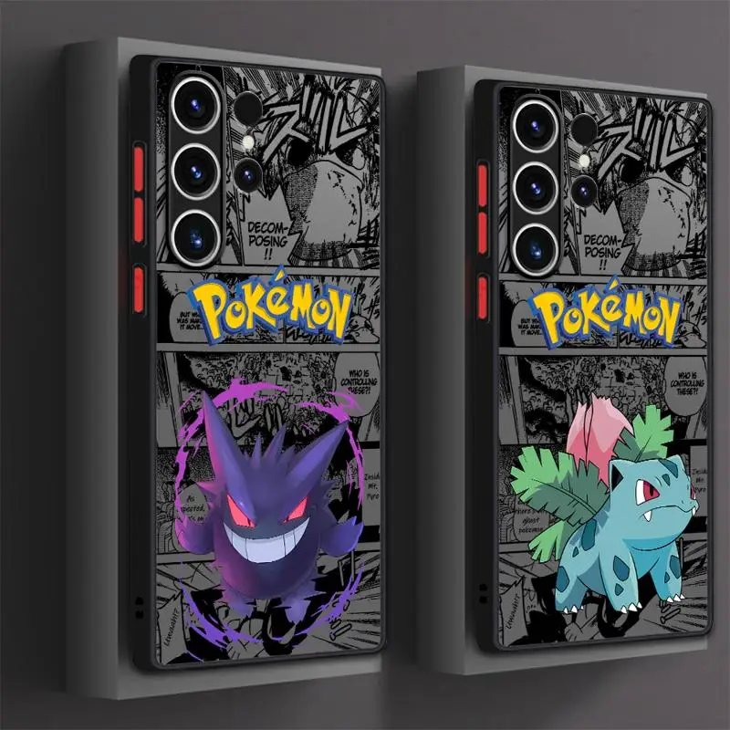 Clear Matte Phone Case for Samsung Galaxy S24 S23 S22 S21 S20 FE Ultra S10 plus Note 20Ultra Pokemon Gengar Bulbasaur Cover