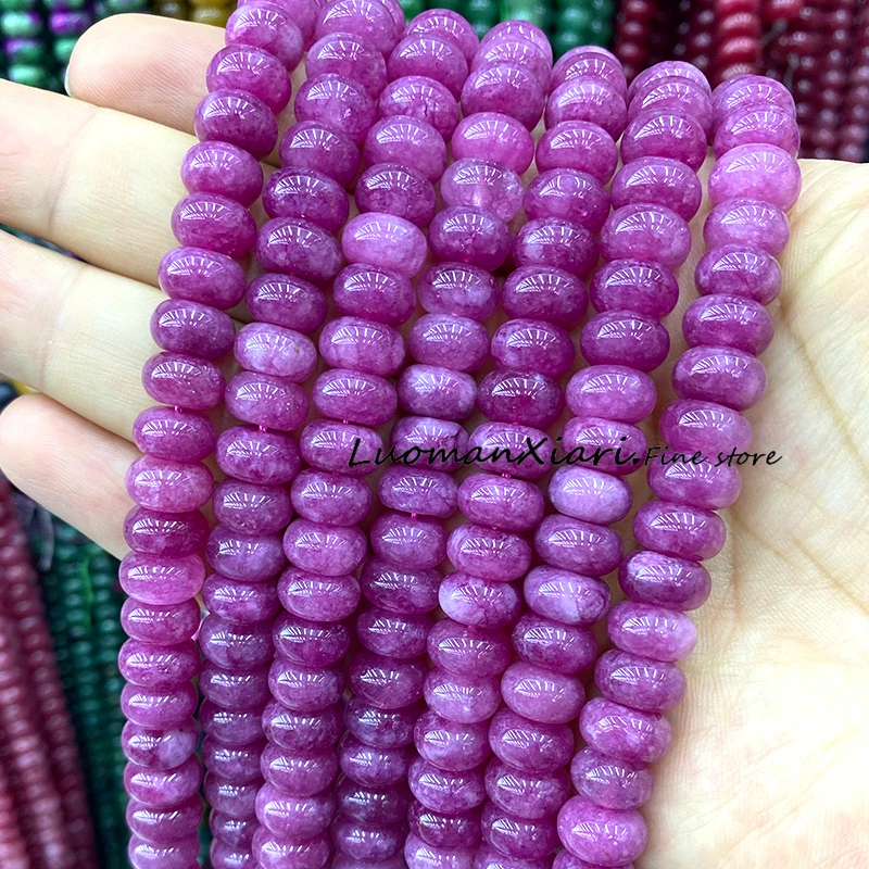 6x10MM Rondelle Natural Stone Colorful Red Blue Yellow Chalcedony Loose Spacer Beads for Jewelry Making DIY Bracelet Accessories