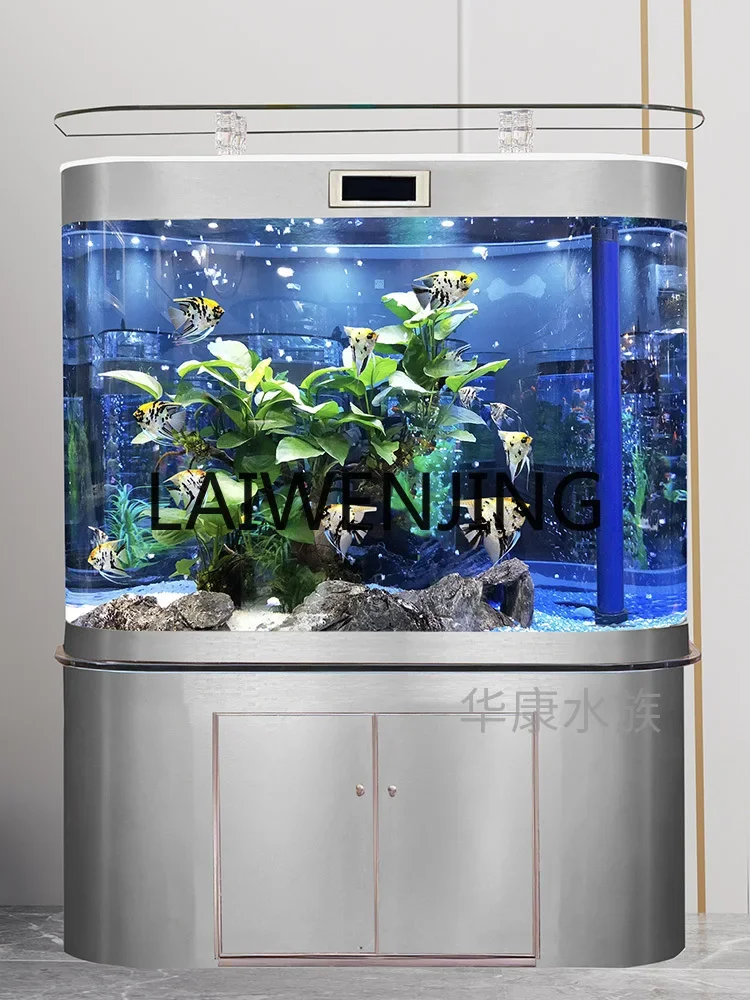 Fish tank living room household double round wall large bottom filter ecological landscaping Jinlong fish tank