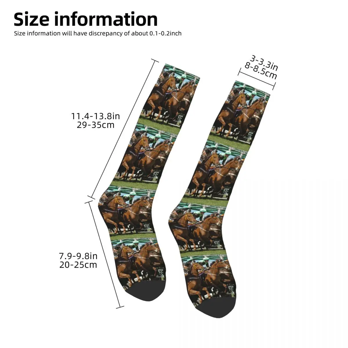 Chaussettes longues absorbant la transpiration pour hommes et femmes, chaussettes d'action de course de chevaux, bas Harajuku, accessoires toutes saisons, cadeau d'anniversaire