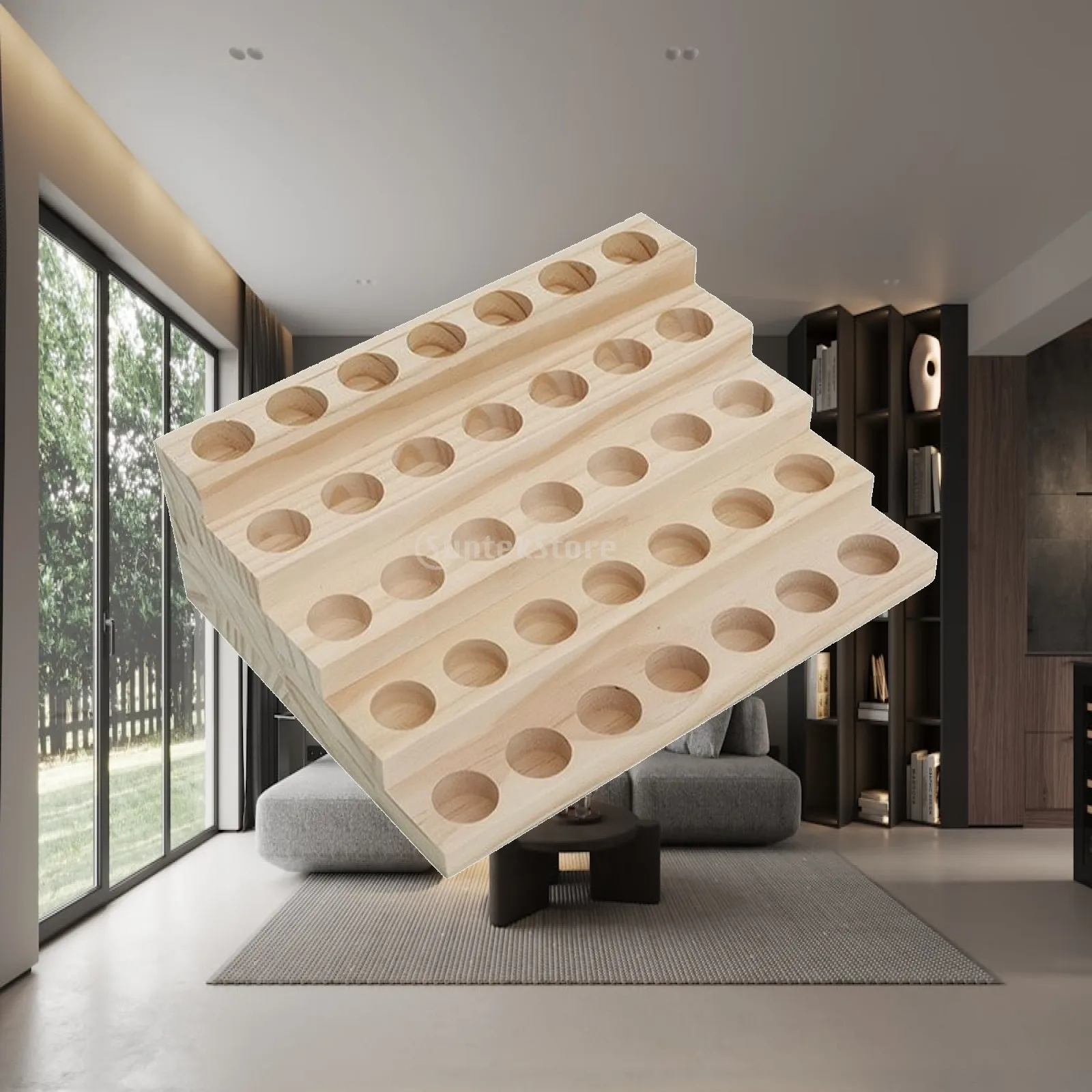 Essential Oil Display Rack Natural Essential Oil Rack Wooden Bottle Display Practical Accessible for Aromatherapists, Vanity