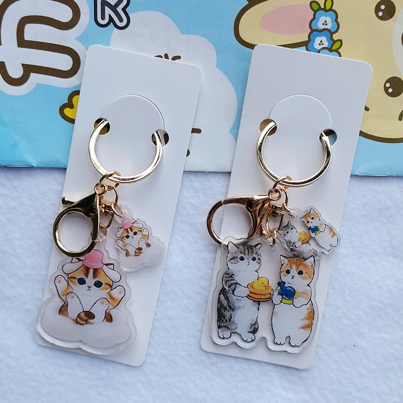 Cute Anime Cat-themed Transparent Keychain Keyring - Perfect for Any Occasion