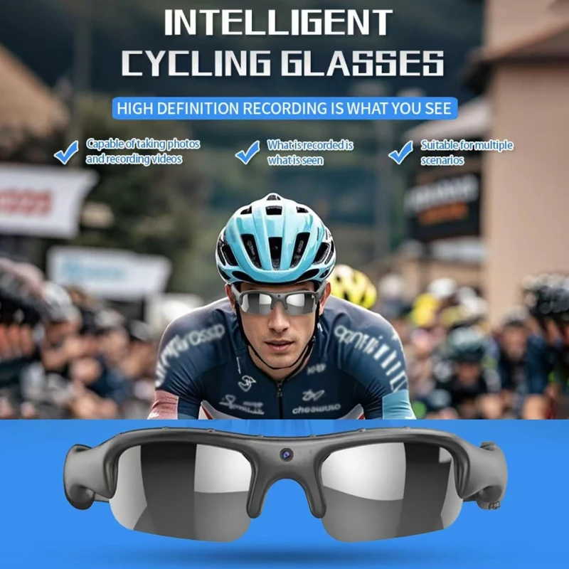 Gafas para cámara deportiva al aire libre, gafas de sol con vídeo WIFI de 1080P, grabadora de fotos y vídeo inteligente para ciclismo, conducción, senderismo, pesca
