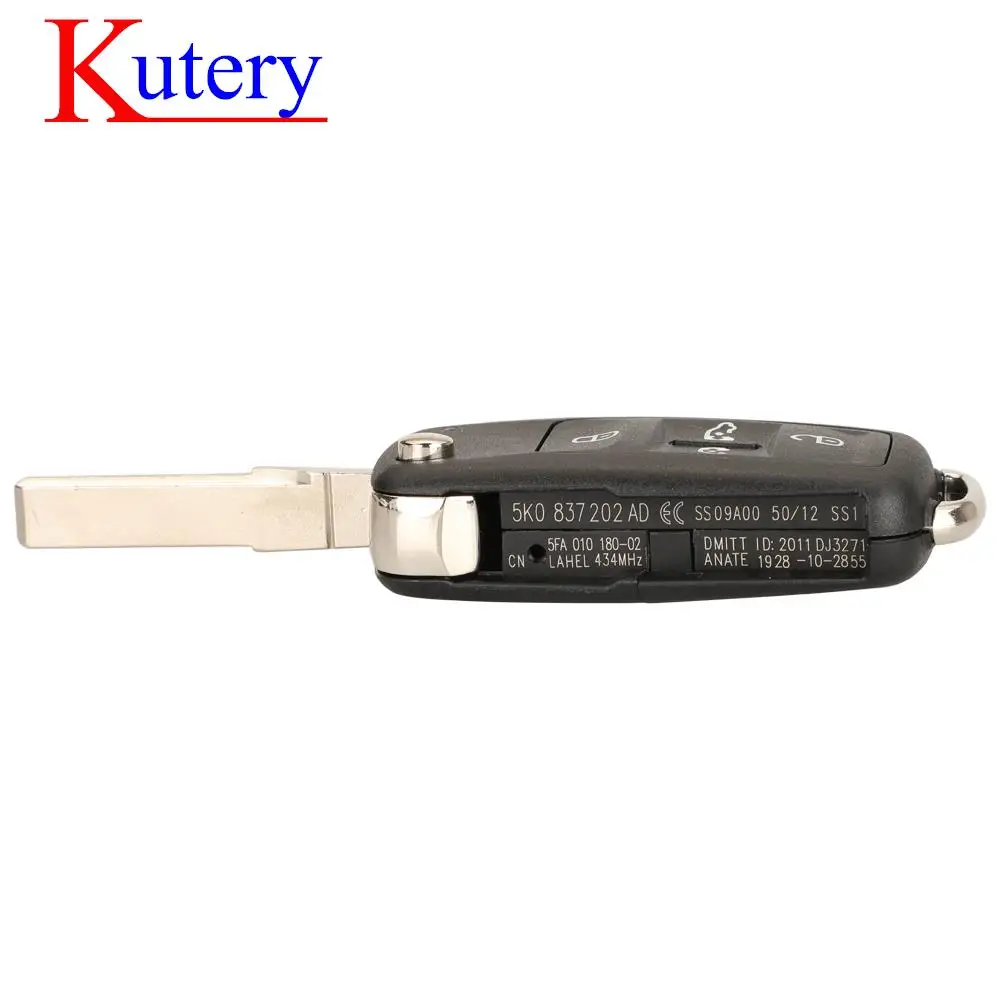 jingyuqin 5BTN 315/433MHZ ID48 Chip Flip Remote Key For Volkswagen Sharan Multivan Caravelle 5K0837202AD/7N0837202F HU66 Blade