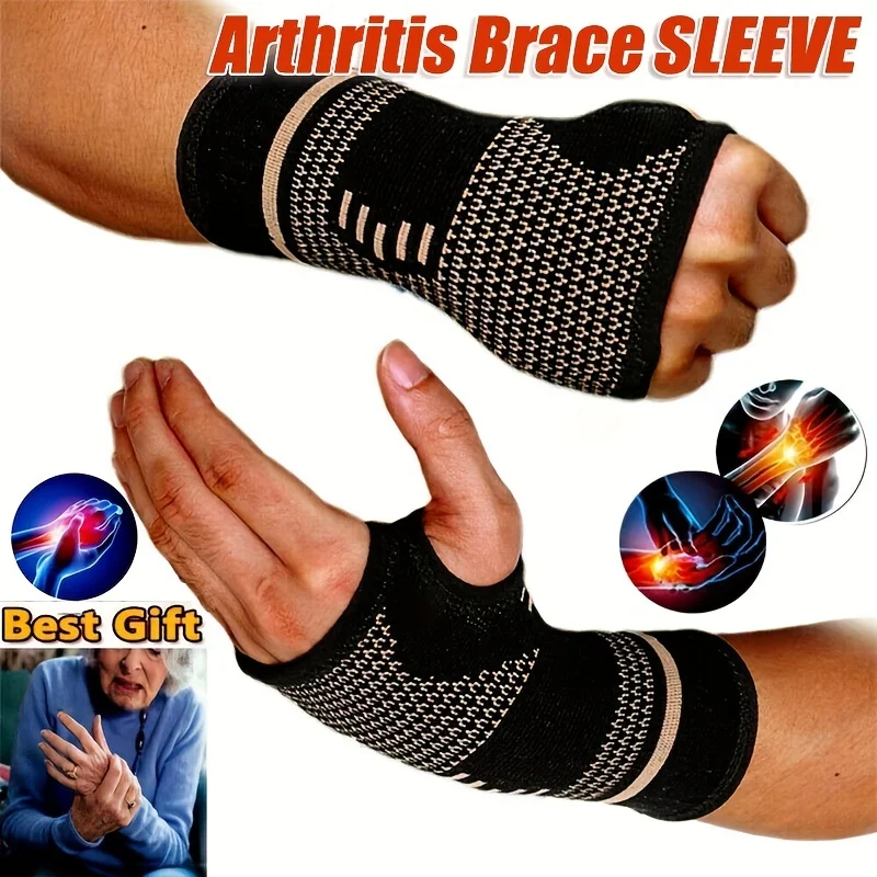 New 1Pcs Copper Fiber Bracer Wrist Elastic Sport Bandage Wristband Hand Gym Support Wrist Brace Wrap Tennis Fitness Powerlifting