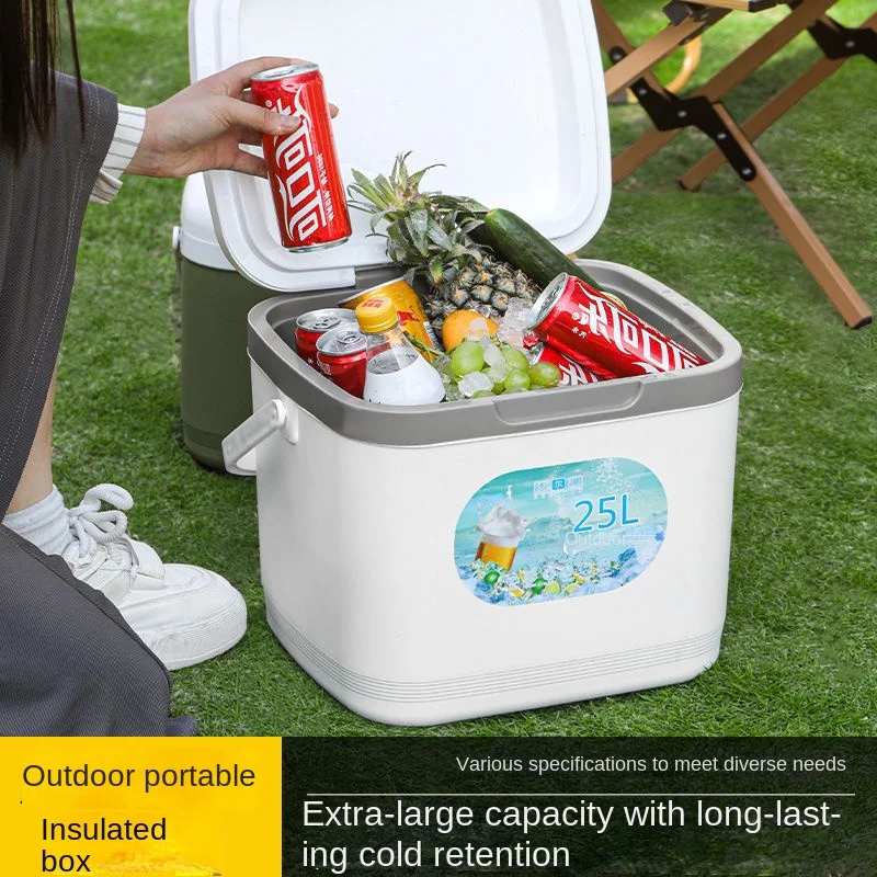 25L Portable Insulated Refrigerator, Large Capacity Waterproof with Handle Thermostat - Camping, Picnic, Travel Food Storage
