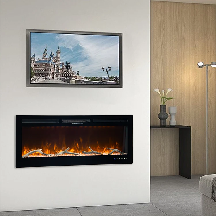 Super Large Decor Flame Wall Mounted Recessed Modern Electric Fireplace with APP