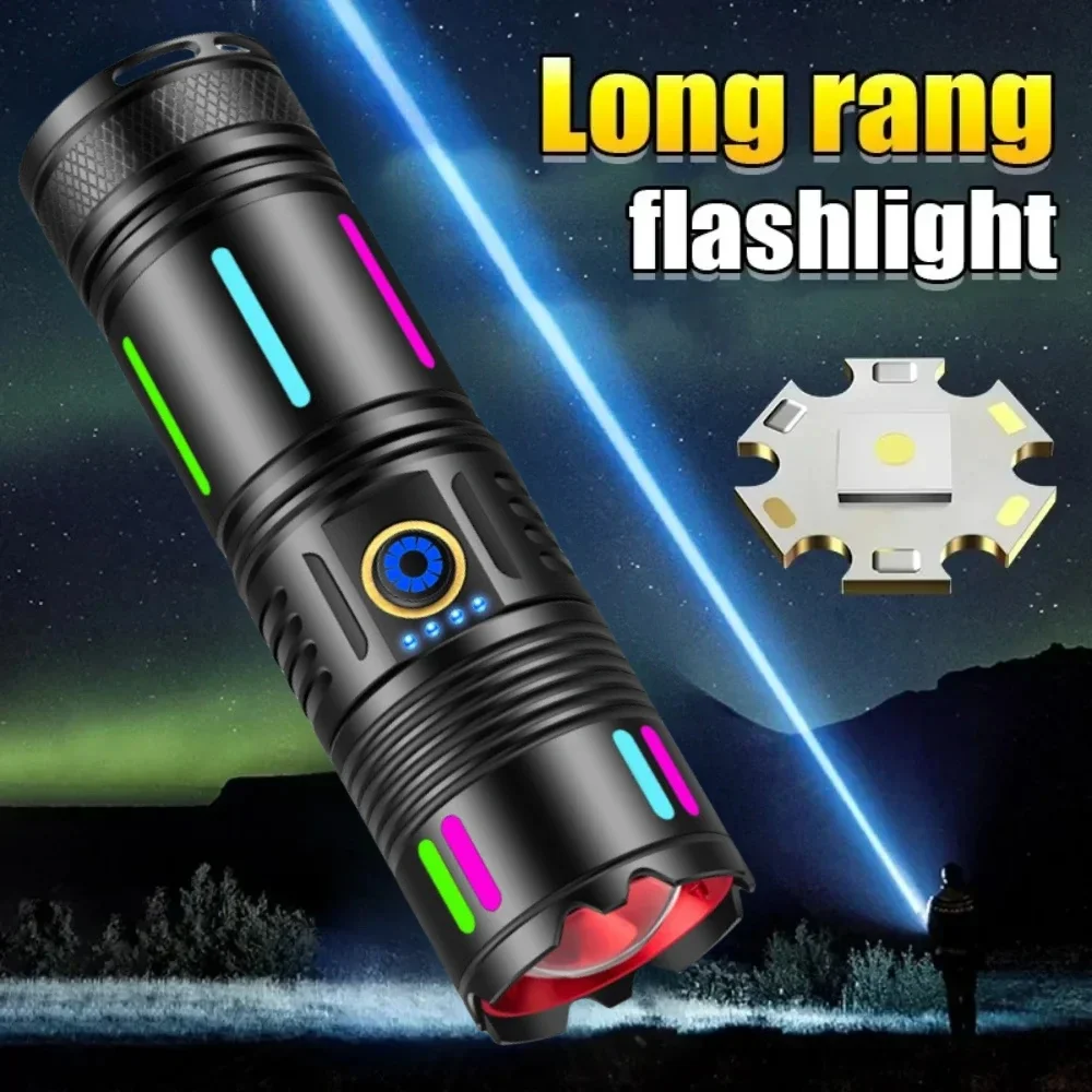 

Мощный светодиодный фонарик дальнего действия, встроенный аккумулятор 3*18650, 5 режимов, масштабируемый USB-перезаряжаемый светильник для кемпинга на открытом воздухе
