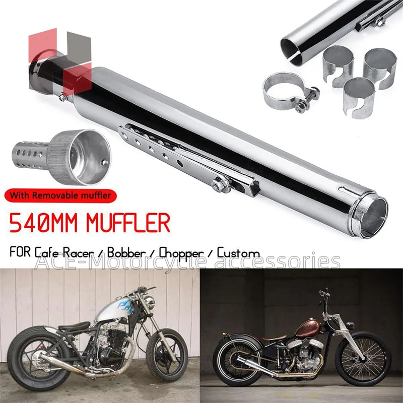 Universal Motorcycle Motorbike Exhaust Muffler Pipe Tip Retro Vintage Rear Pipe Tube For Harley Cafe Racer Adnoh Ahamay Ikuzus