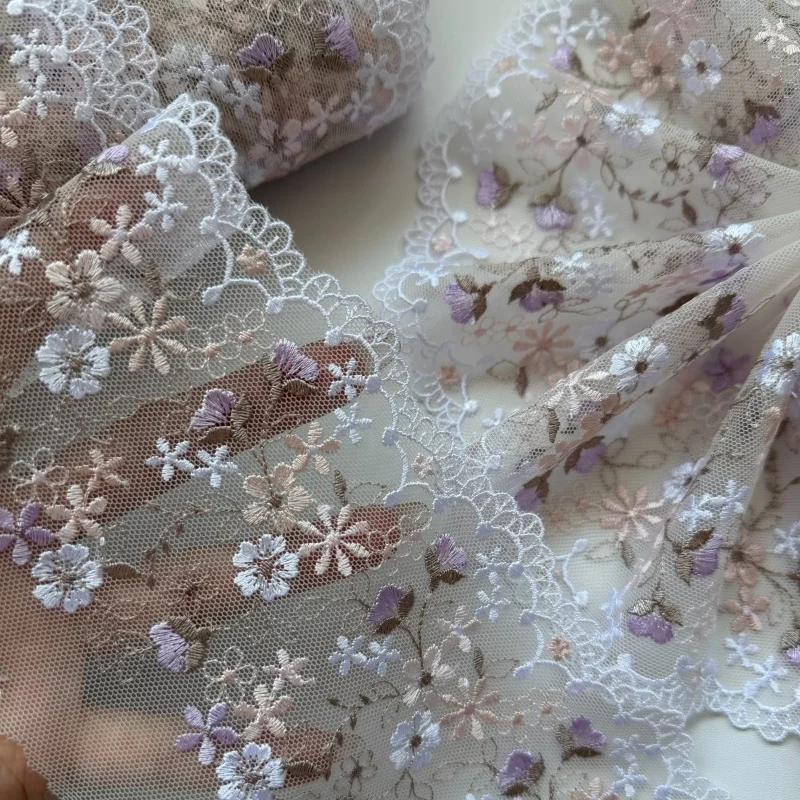 

Retro floral exquisite net fabric embroidery lace trimmings for handmade baby clothes, hair accessories, underwear, skirt hem pa