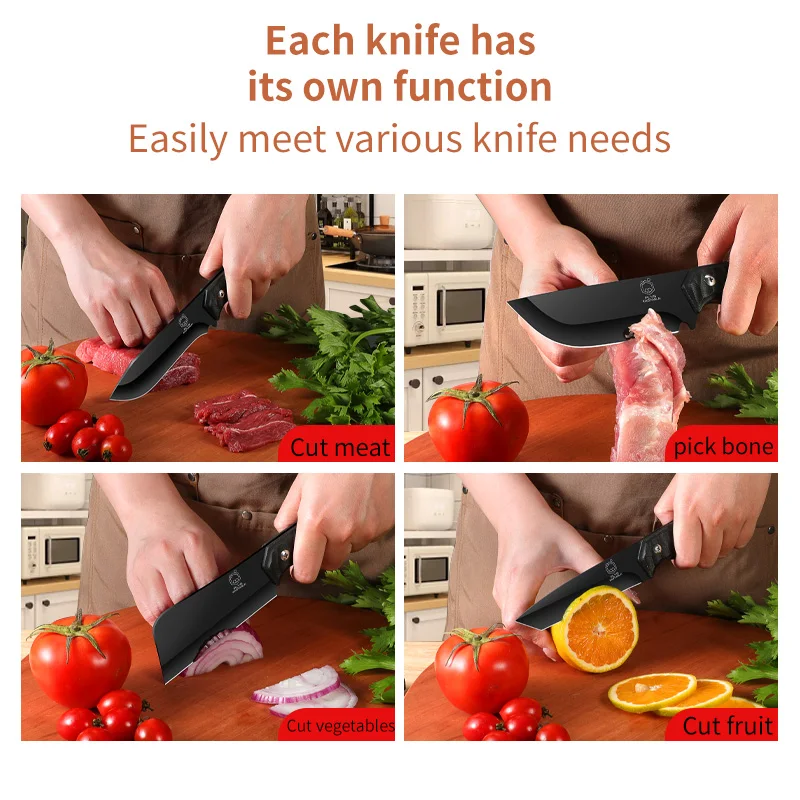 1pc Black Blade Pocket Knife, Home Portable Pocket Knife, Barbecue Special Meat Cutter Fruit Knife Fishing Knife