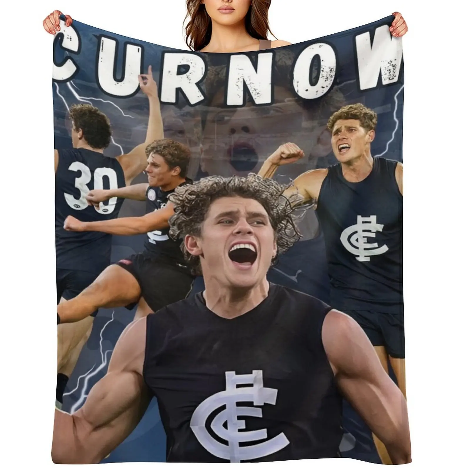 

Charlie Curnow Carlton Football Club AFL Player Throw Blanket Flannel Blankets For Baby Heavy bed plaid Blankets
