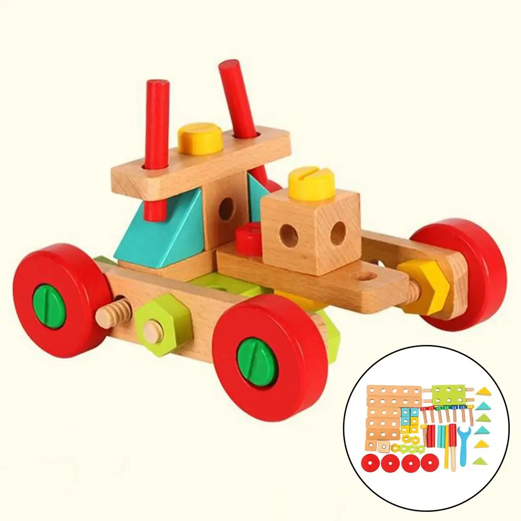 

45/68/138PCS Wooden Nuts And Bolts Educational Construction Puzzles 10 Boys And Girls