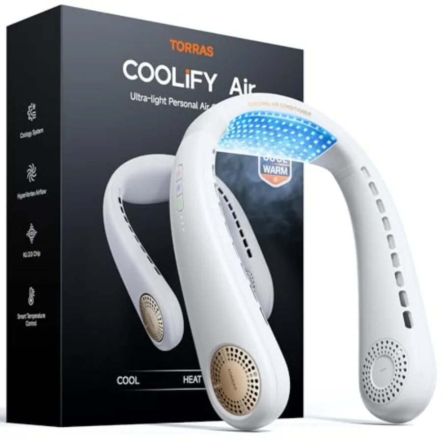 

COOLiFY Air Neck Fan Air Conditioner, 3D Airflow, Light Portable Fan Rechargeable, Personal Cooling Fan Travel Essentials, Work