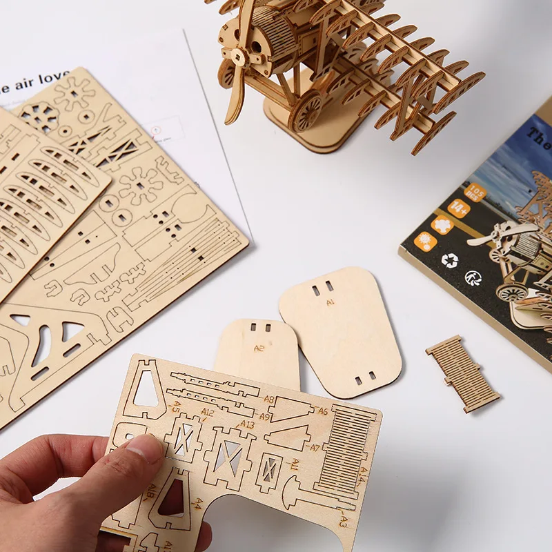 Airplane 3D Puzzle Wooden Toys Educational Assembly Toys DIY Creative Ornaments