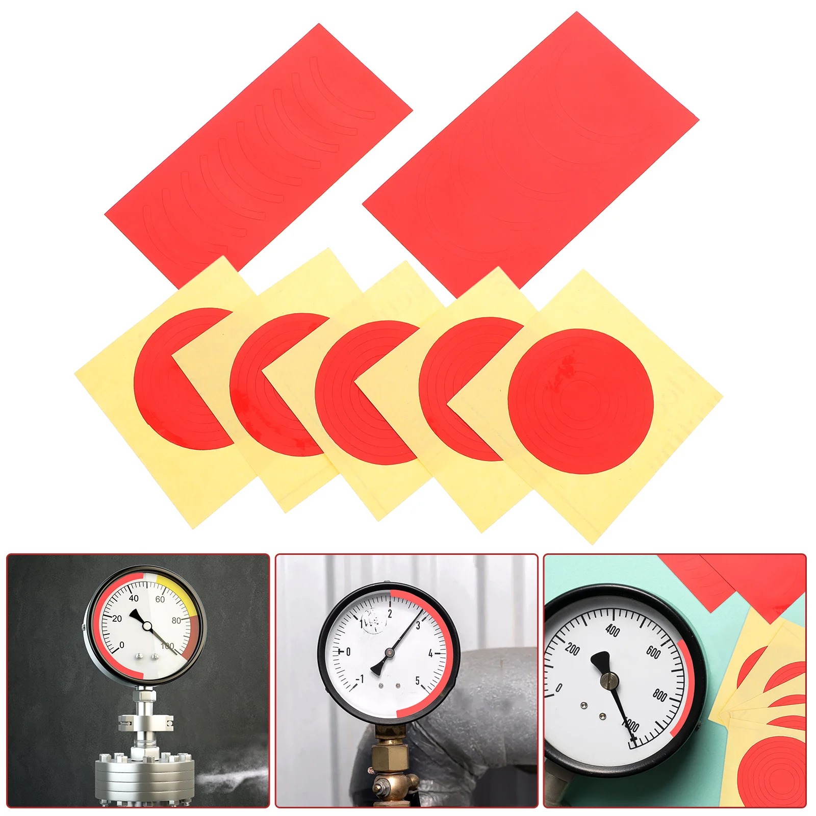 

7 Sheets 5cm Yellow Pressure Gauge Stickers Full Half Quarter Circle Reflective Waterproof Labels Decals Accessories Folder Tag