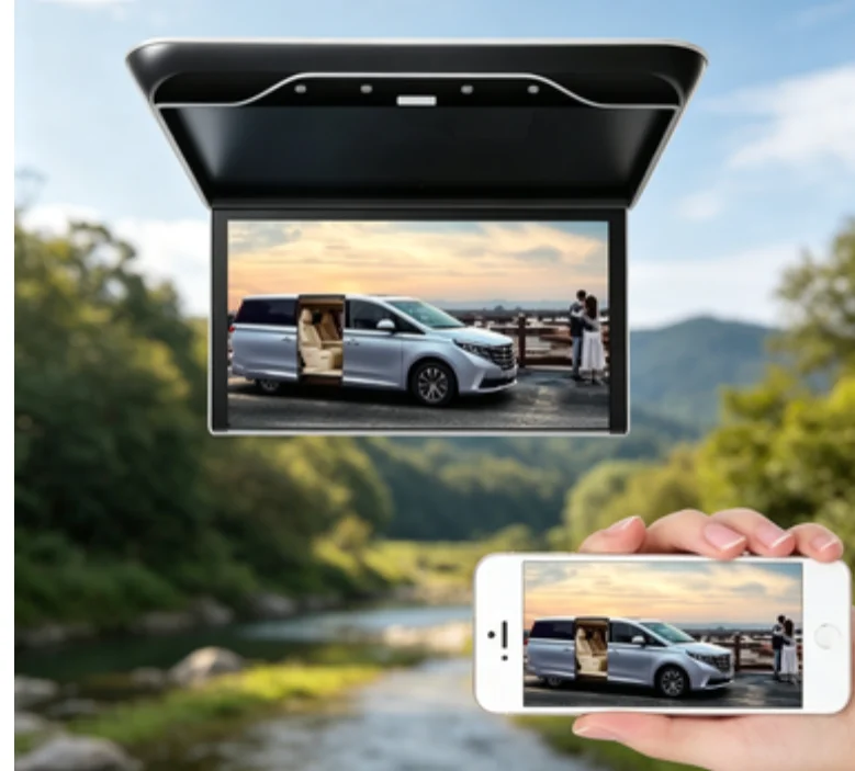 19 Inch Car Ceiling MP5 Monitor, Universal Multimedia Video Player with HDMI USB TF FM for In-car Entertainment