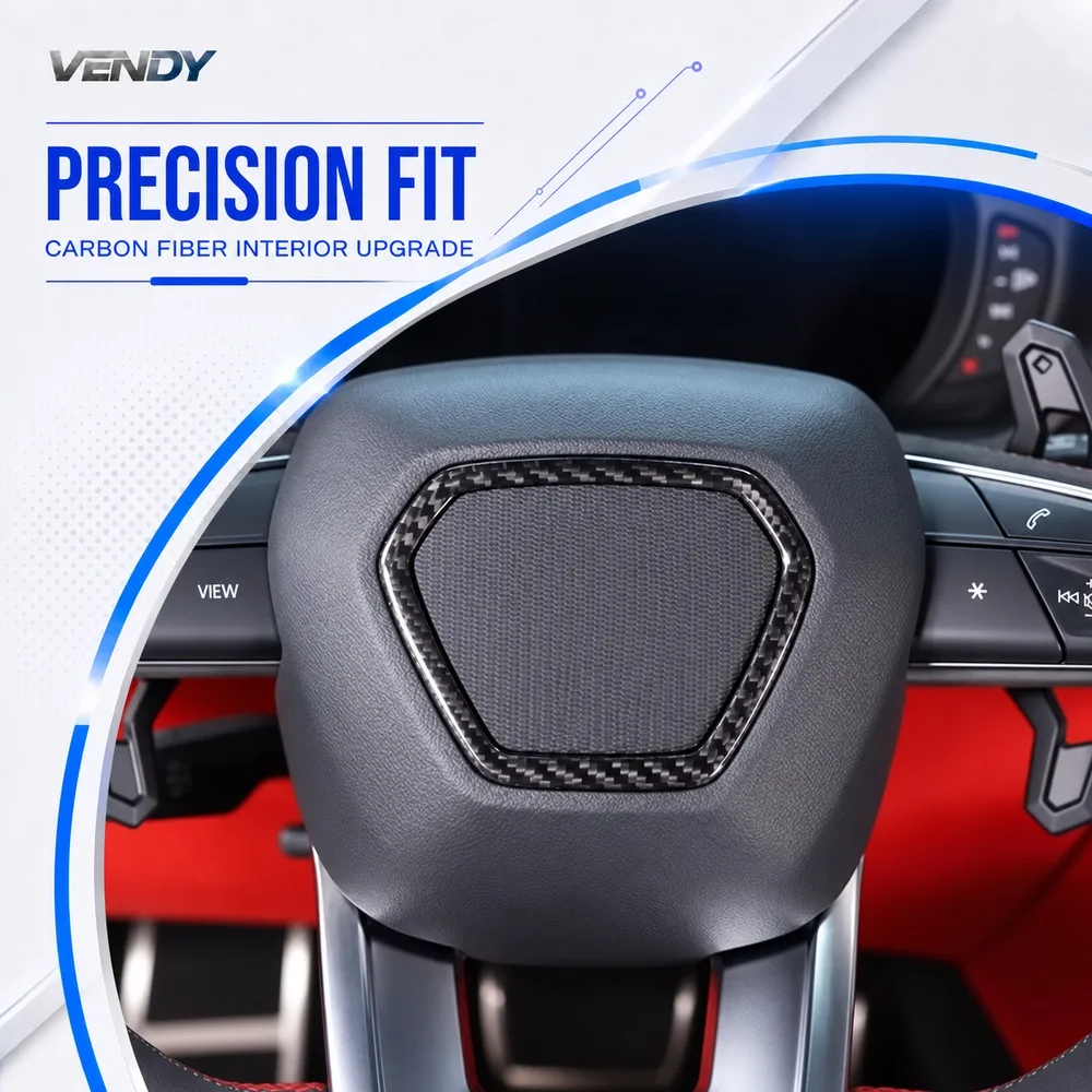 Real Carbon Fiber For Lamborghini Urus 2018-2023 Steering Wheel Emblem Decorative Frame Cover Trim Modified Parts Accessories