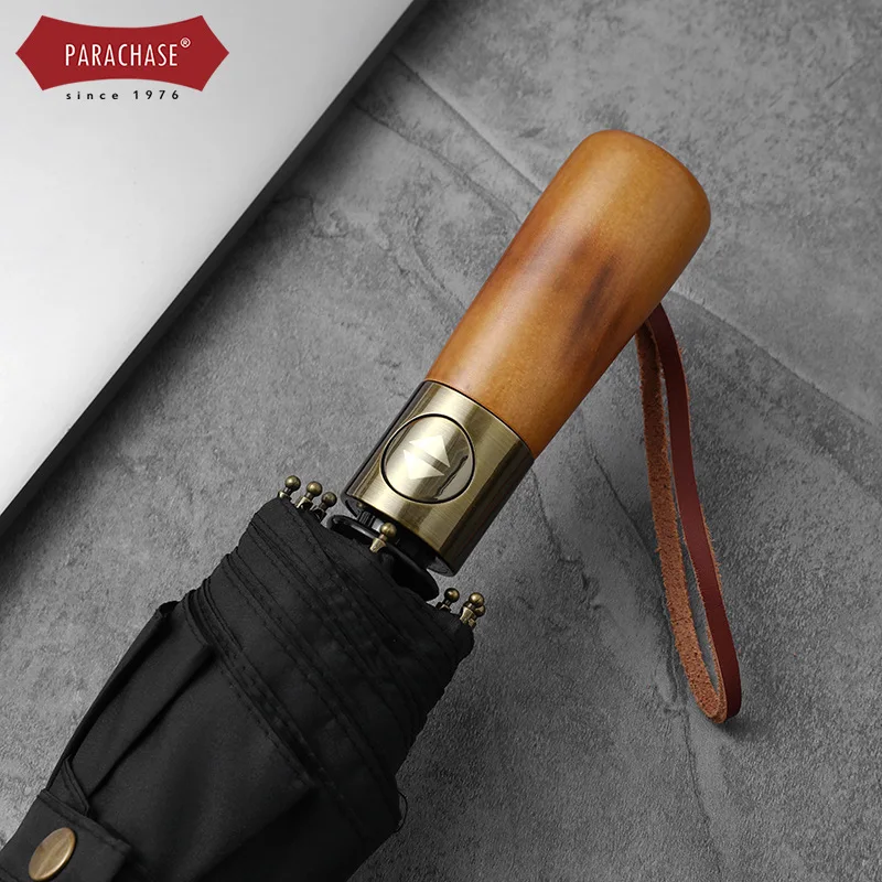 مقبض من الخشب الصلب 10 مظلة هيكل عظمي، مظلة 115 سم للرجال، هدية عملية للرجال. لمس القماش 505 جرام مظلة #3