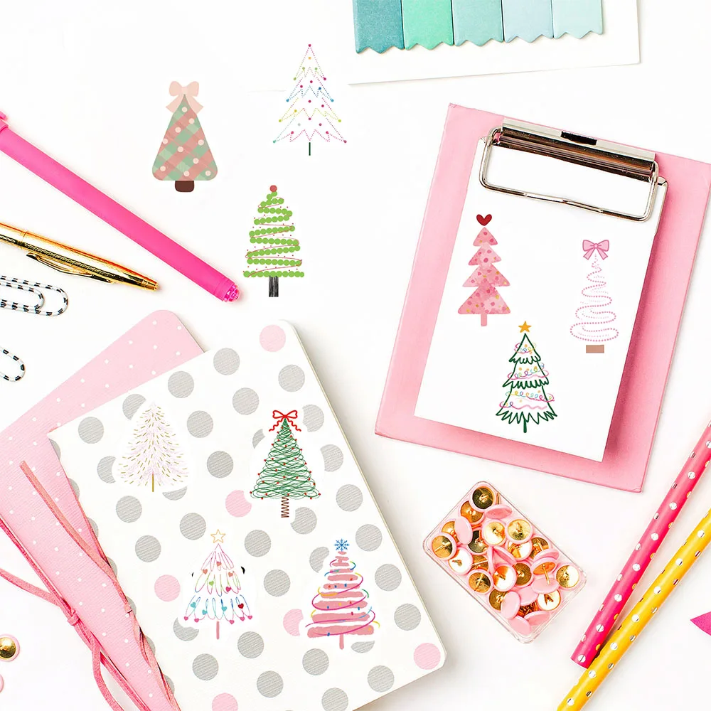 500 قطعة شجرة عيد الميلاد لفة ملصق Catoon الهاتف المحمول الرجعية دراجة القهوة سكيت تخصيص الفن ملصقات مقاومة للماء