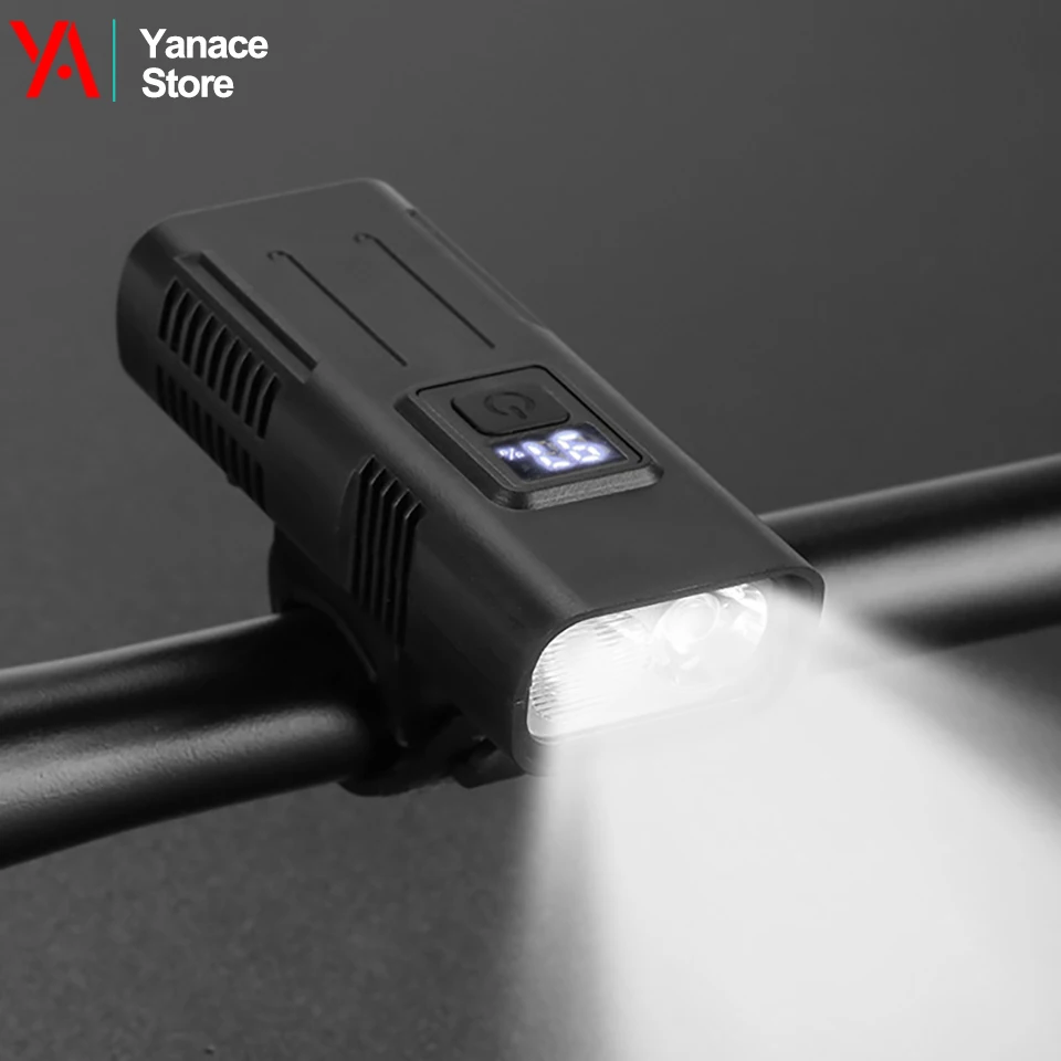 1200mAh Super Bright Bike Light, Waterproof Bicycle Headlight, USB Rechargeable High Low Beam for Mountain Road Night Riding ﻿