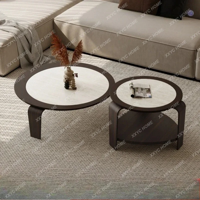 A Wabi Sand Wind Slate Coffee Table Size Combination Smoked Wood Creative Coffee Table Simple Modern Living Room Home