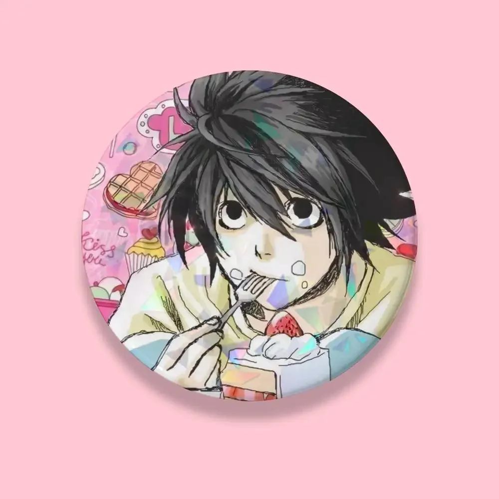 Japanese Anime Death Note Pins Handmade Round Brooches L Cosplay Badge Backpacks Jewelry Gifts
