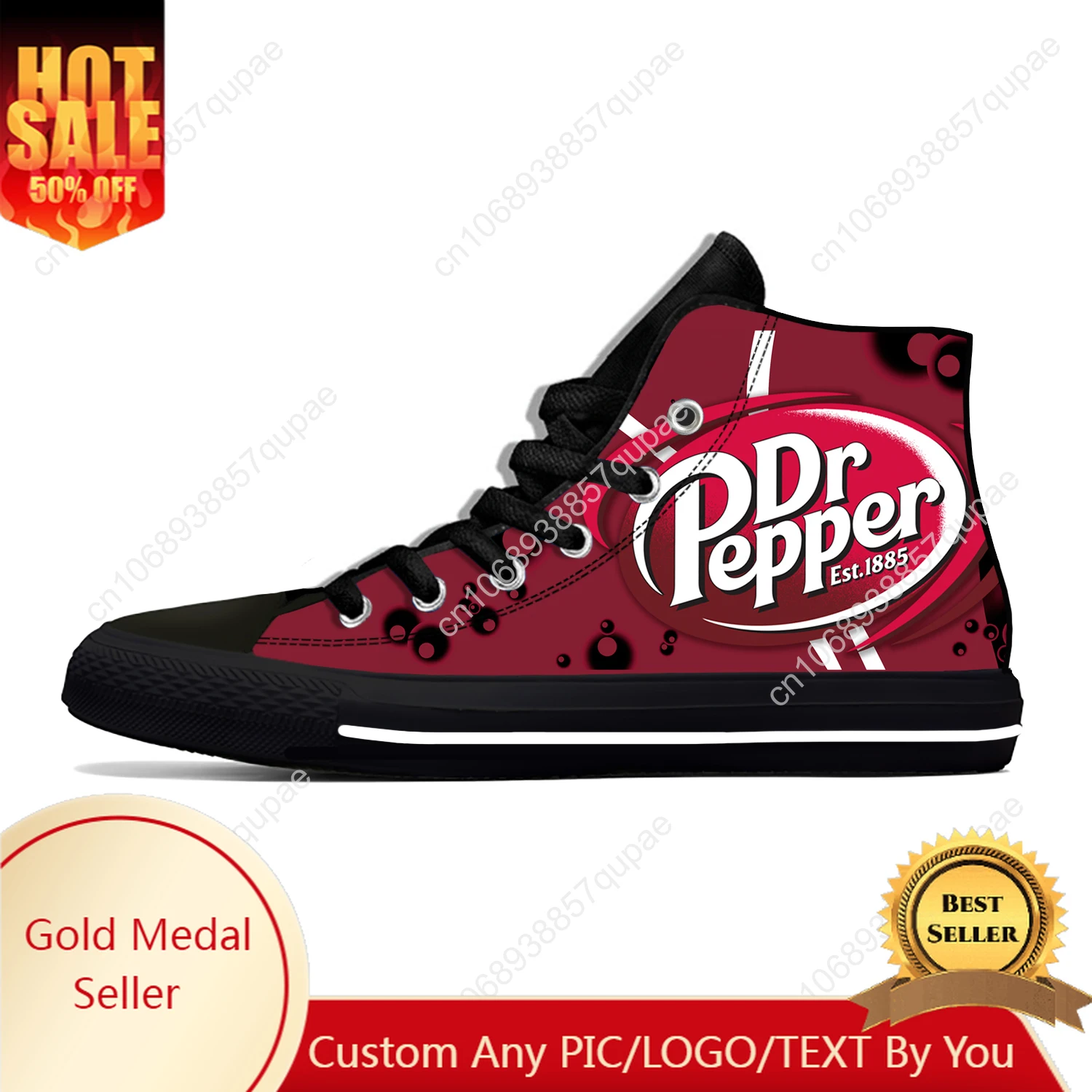 DR Pepper High Top Sneakers Mens Womens Teenager Casual Shoes Canvas Running 3D Print Shoes Cosplay Breathable Lightweight shoe